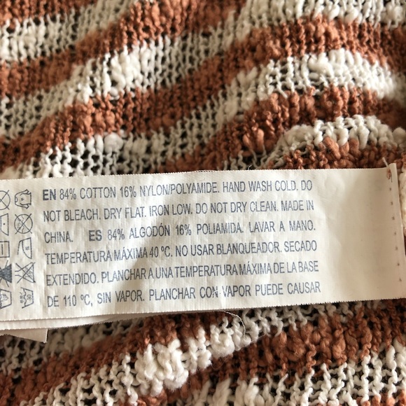 ✨2/$10✨ Forever 21 Amber Orange and White Striped Loose Knit Cardigan - Picture 5 of 6